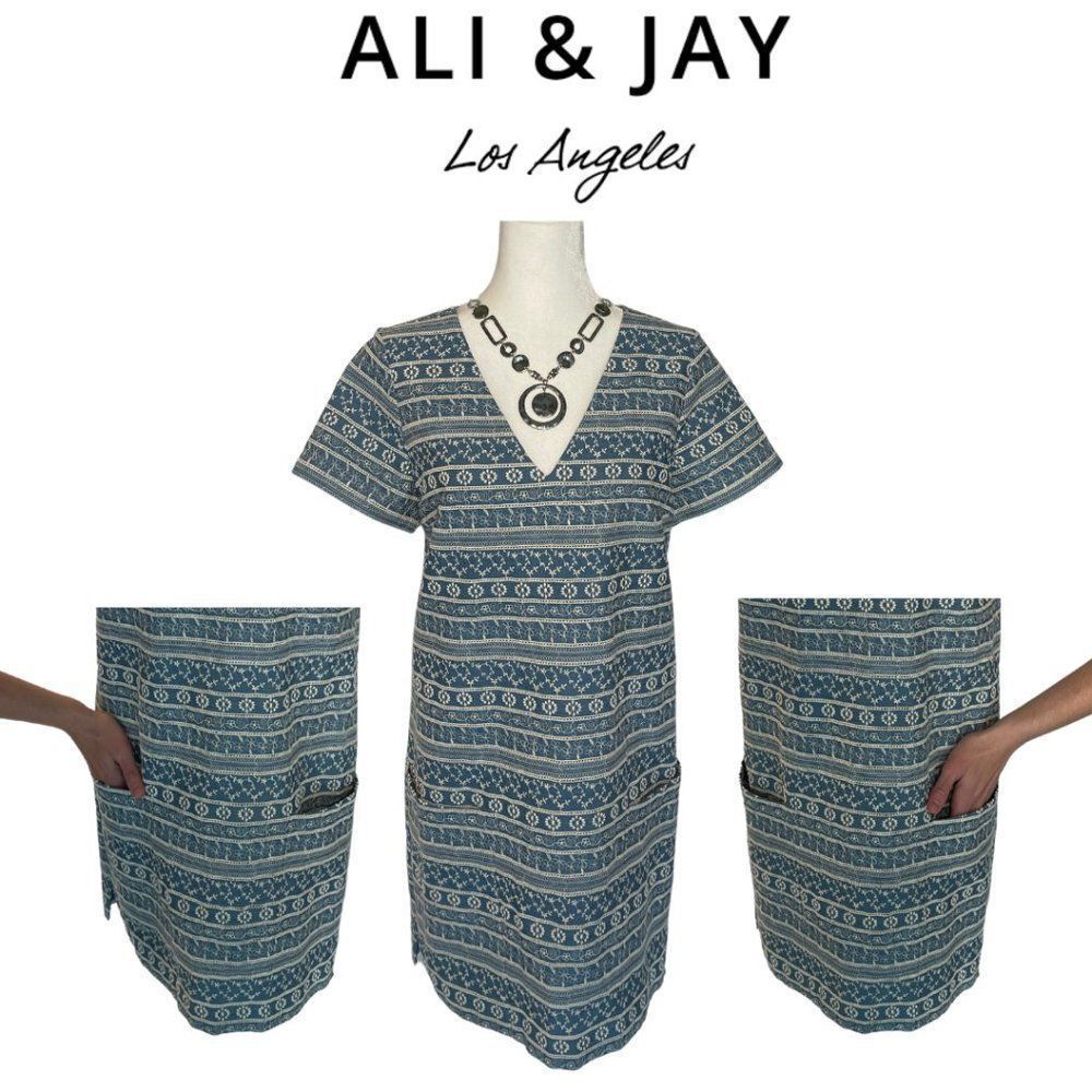ALI & JAY Safari Blue & White Shift Midi Dress